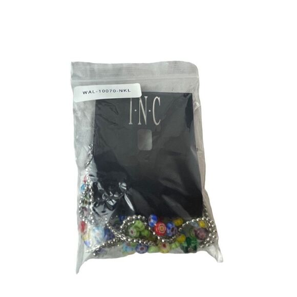 INC INTERNATIONAL CONCEPTS Silver-Tone Multicolor Flower Beaded Layered Pendant - Picture 4 of 4